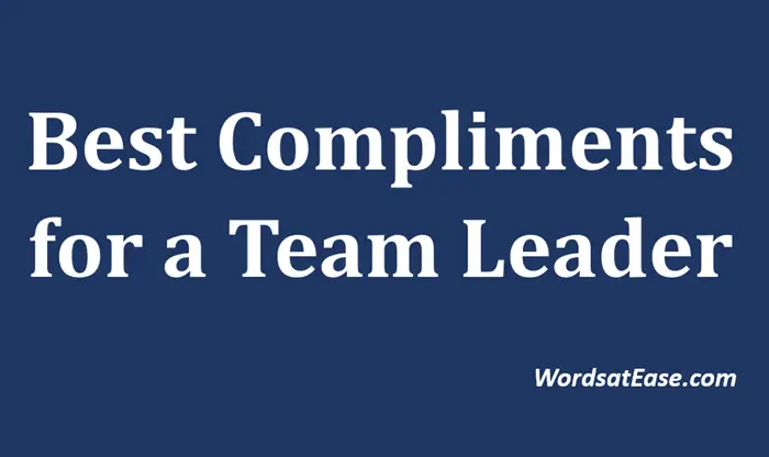 best compliments for a team leader