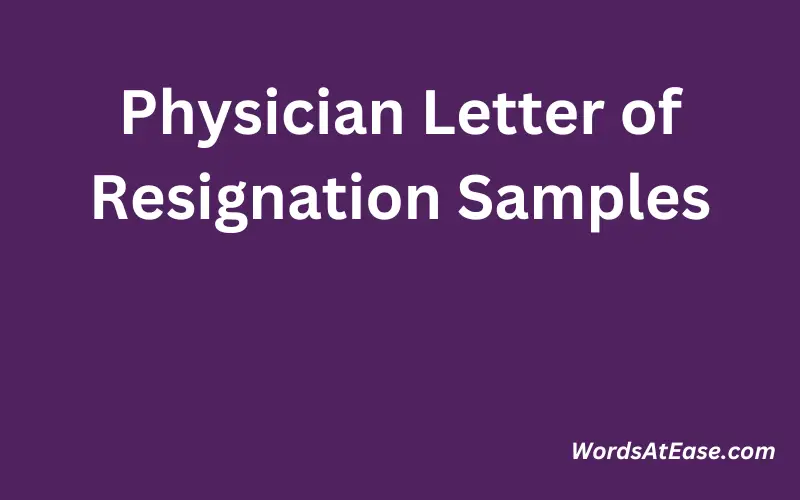 Physician Letter of Resignation Samples