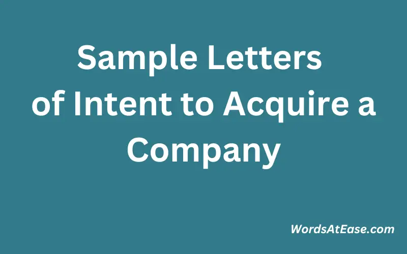 Sample Letters of Intent to Acquire a Company