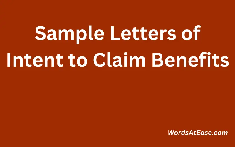 Sample Letters of Intent to Claim Benefits