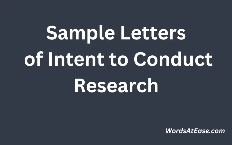 Sample Letters of Intent to Conduct Research