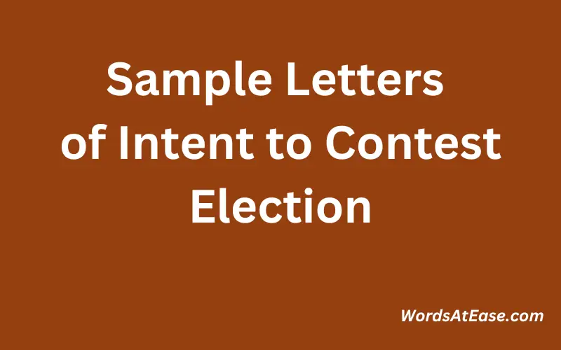 Sample Letters of Intent to Contest Election