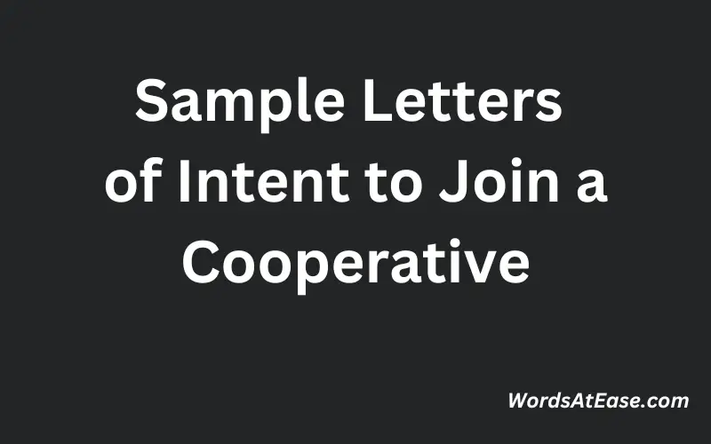 Sample Letters of Intent to Join a Cooperative