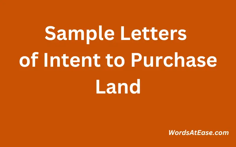 Sample Letters of Intent to Purchase Land