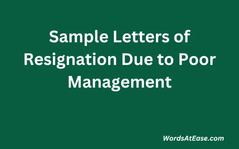 15 Sample Letters of Resignation Due to Poor Management - Words at Ease