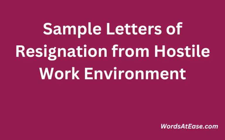 15 Sample Letters of Resignation from Hostile Work Environment - Words ...