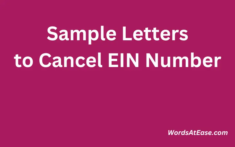 Sample Letters to Cancel EIN Number