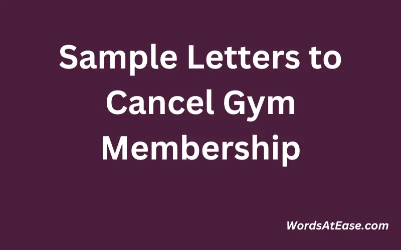 Sample Letters to Cancel Gym Membership