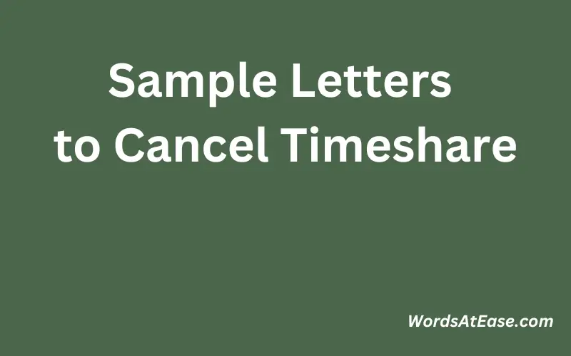 Sample Letters to Cancel Timeshare
