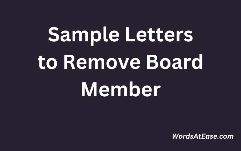 Sample Letters to Remove Board Member