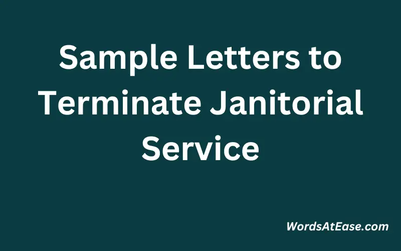 Sample Letters to Terminate Janitorial Service