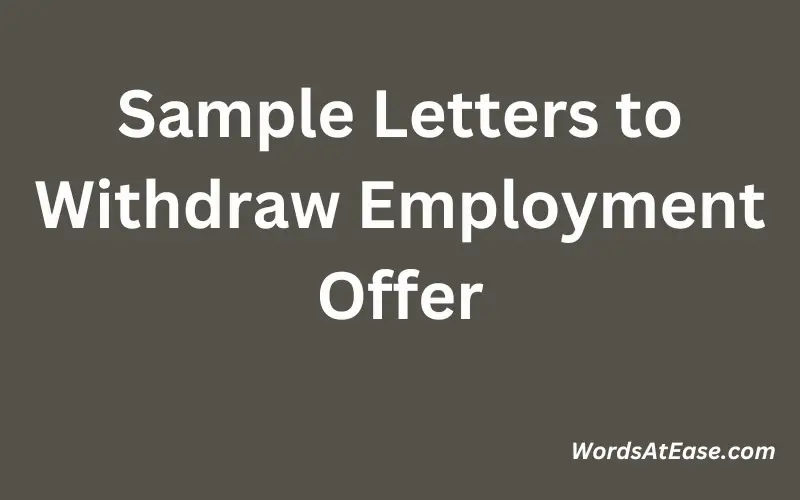 Sample Letters to Withdraw Employment Offer