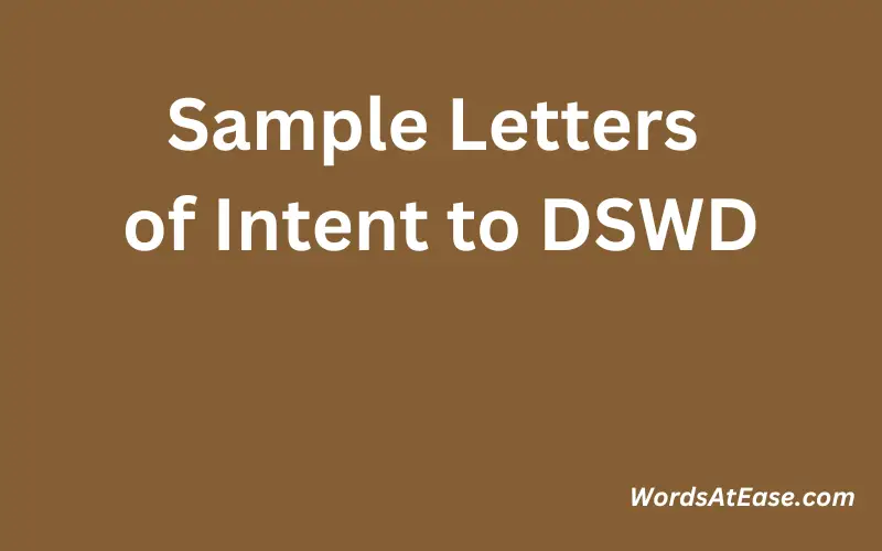 Sample Letters of Intent to DSWD
