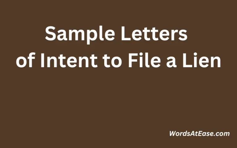 15 Sample Letters of Intent to File a Lien - Words at Ease