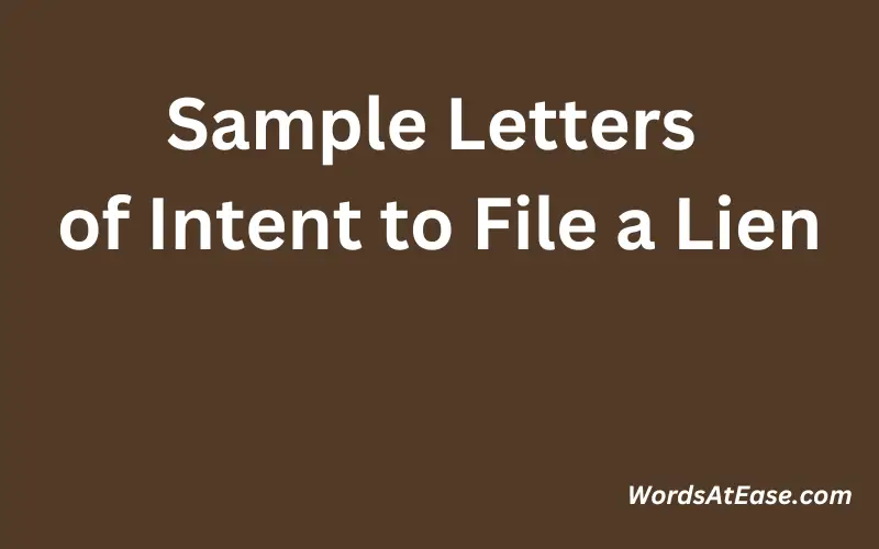 Sample Letters of Intent to File a Lien