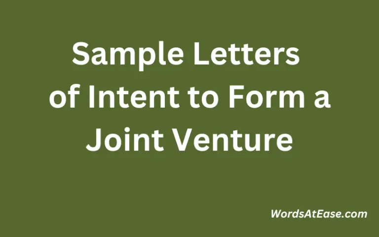 15 Sample Letters of Intent to Form a Joint Venture - Words at Ease