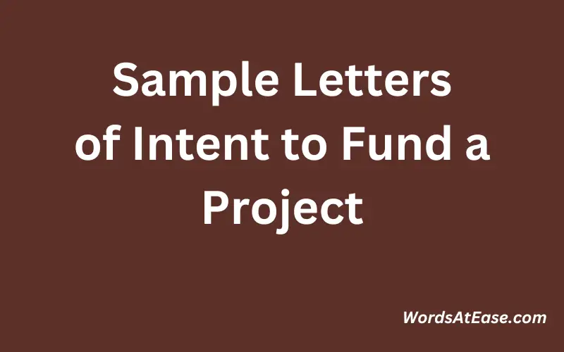 Sample Letters of Intent to Fund a Project
