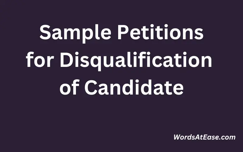 Sample Petitions for Disqualification of Candidate