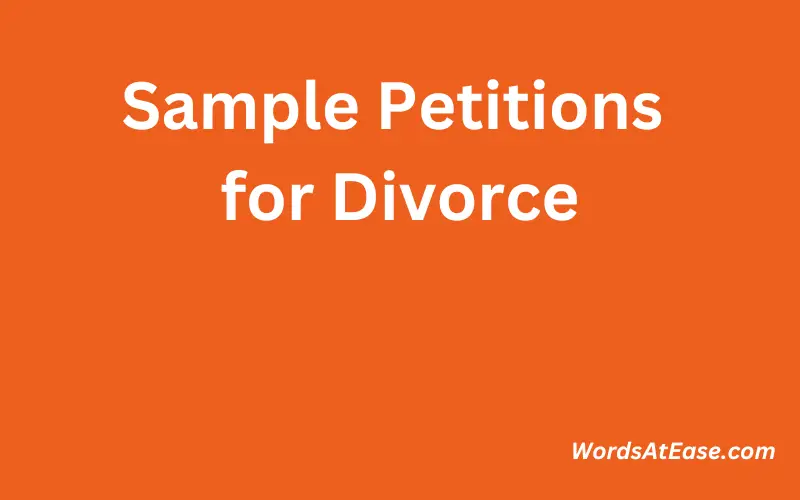 Sample Petitions for Divorce