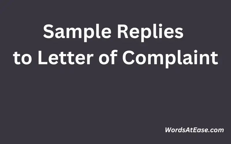 Sample Replies to Letter of Complaint