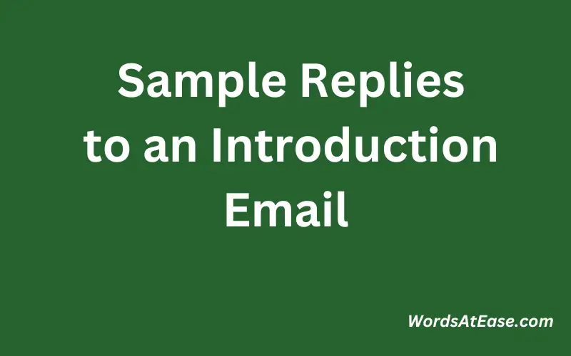 Sample Replies to an Introduction Email