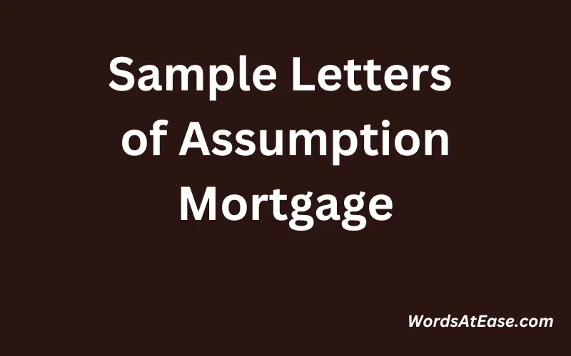 Sample Letters of Assumption Mortgage