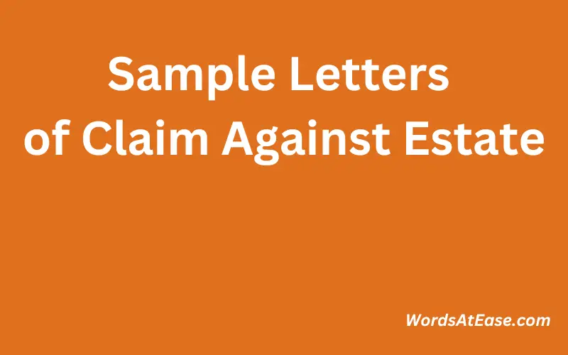 Sample Letters of Claim Against Estate