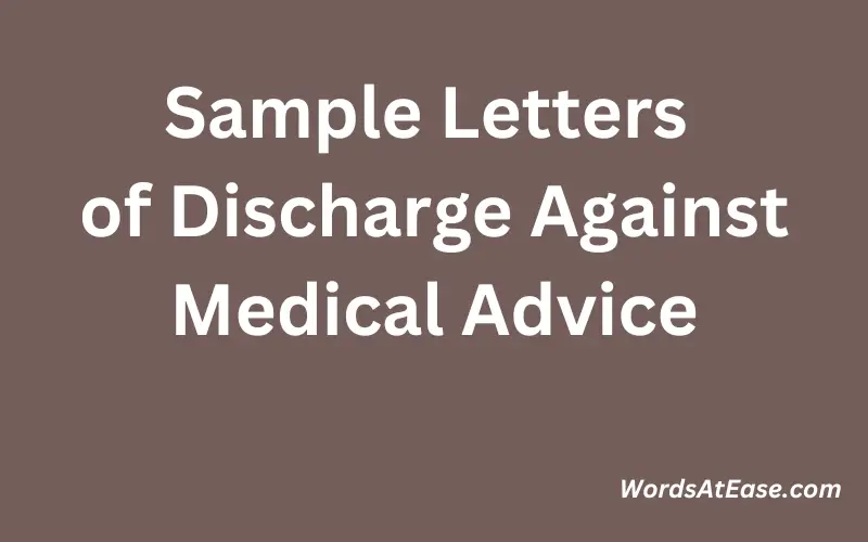 Sample Letters of Discharge Against Medical Advice