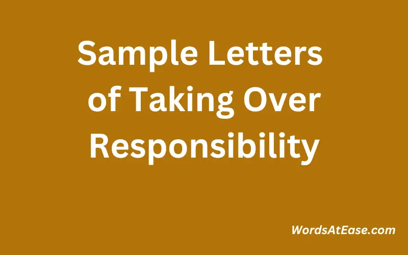 Sample Letters of Taking Over Responsibility