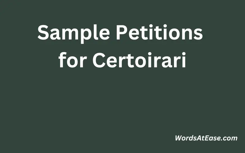 Sample Petitions for Certoirari