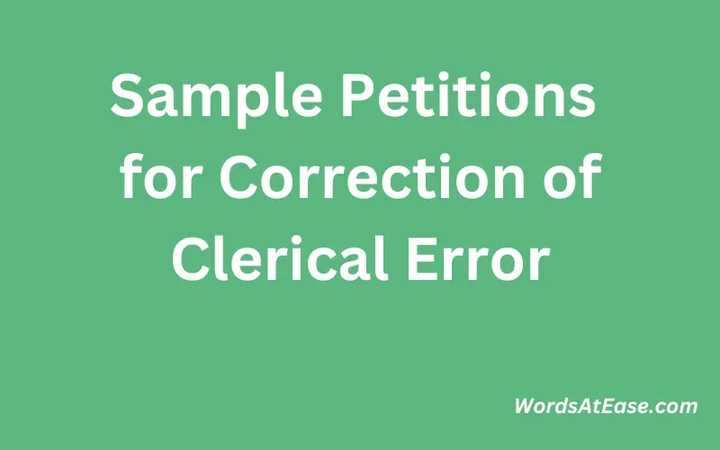 Sample Petitions for Correction of Clerical Error