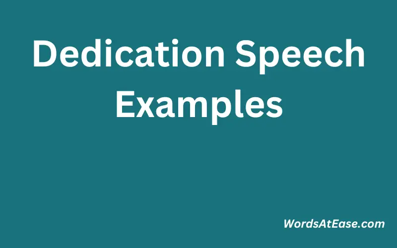 Dedication Speech Examples