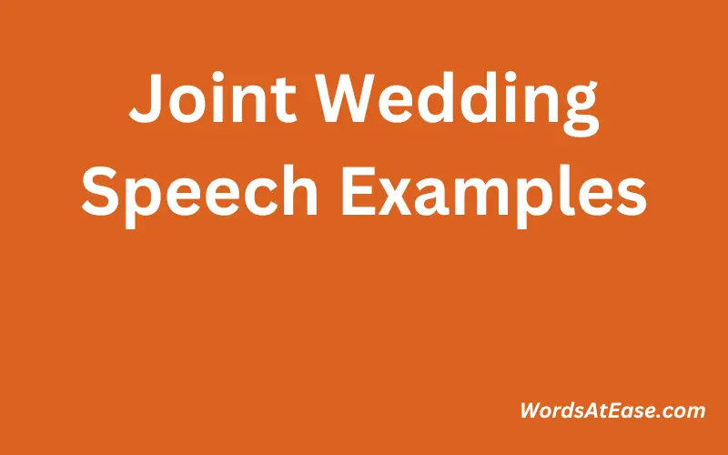 Joint Wedding Speech Examples