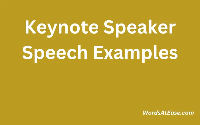 Keynote Speaker Speech Examples