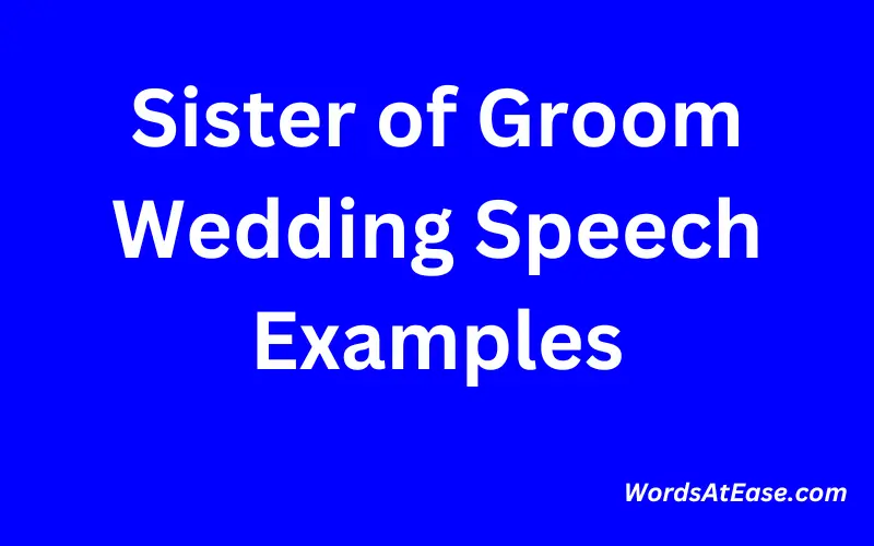 Sister of Groom Wedding Speech Examples