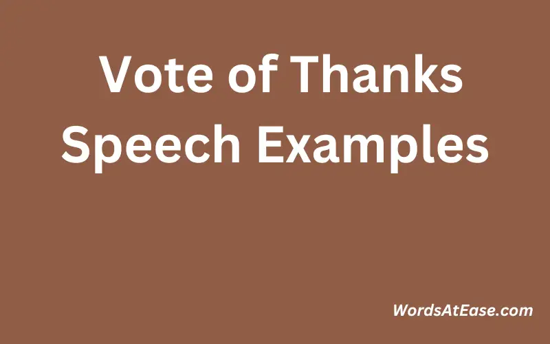 Vote of Thanks Speech Examples