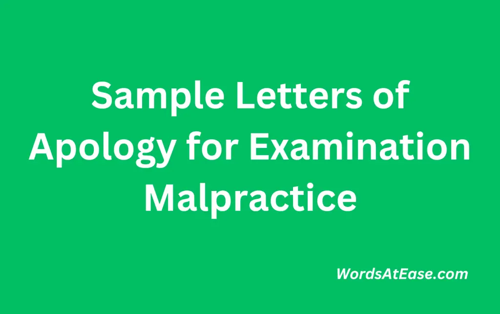 Sample Letters of Apology for Examination Malpractice