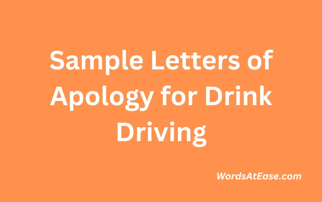 Sample Letters of Apology for Drink Driving