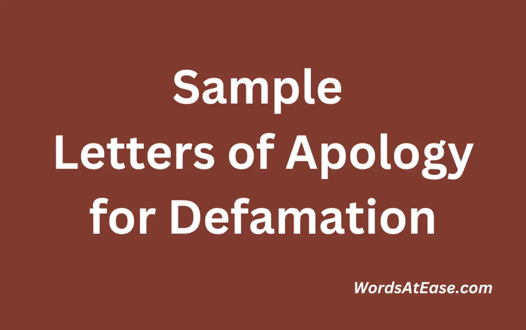 Sample Letters of Apology for Defamation