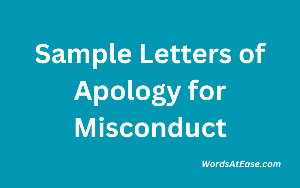 Sample Letters of Apology for Misconduct