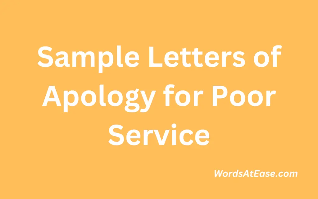 Sample Letters of Apology for Poor Service