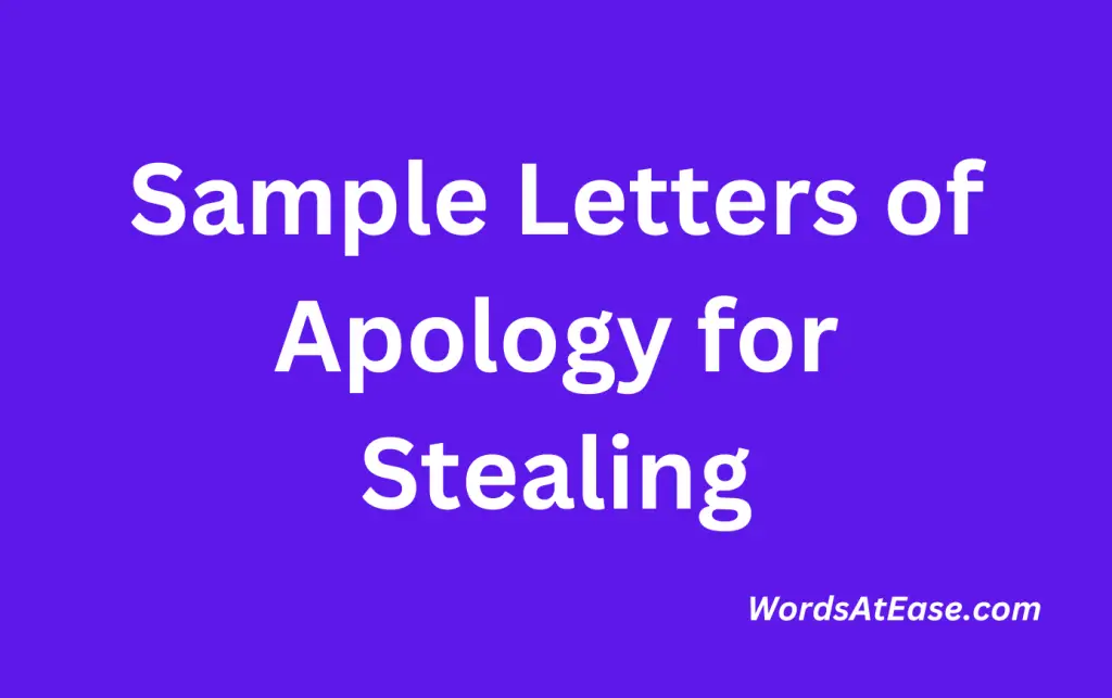 Sample Letters of Apology for Stealing