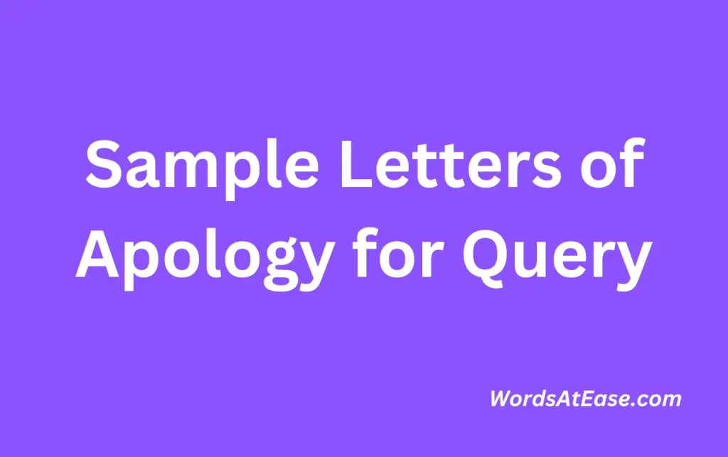 Sample Letters of Apology for Query