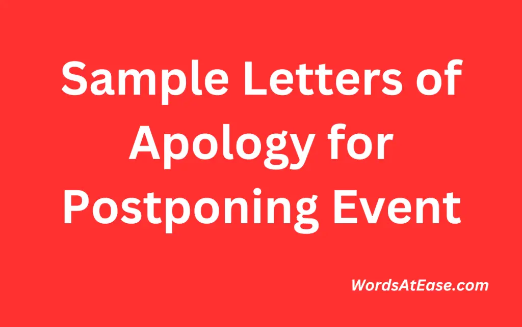 Sample Letters of Apology for Postponing Event