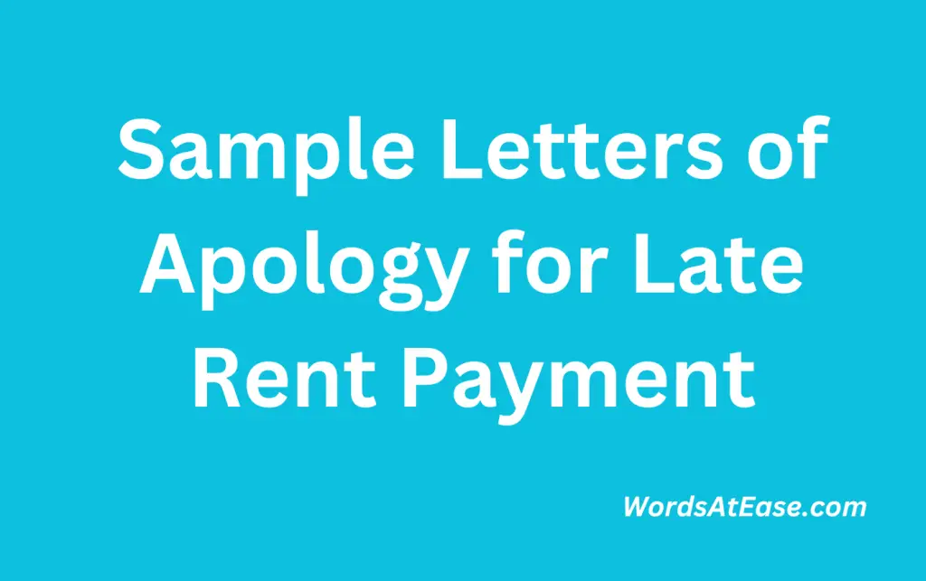 Sample Letters of Apology for Late Rent Payment