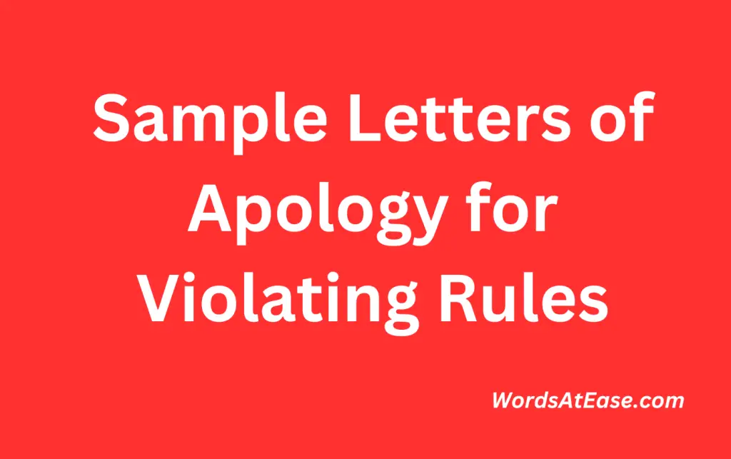 Sample Letters of Apology for Violating Rules