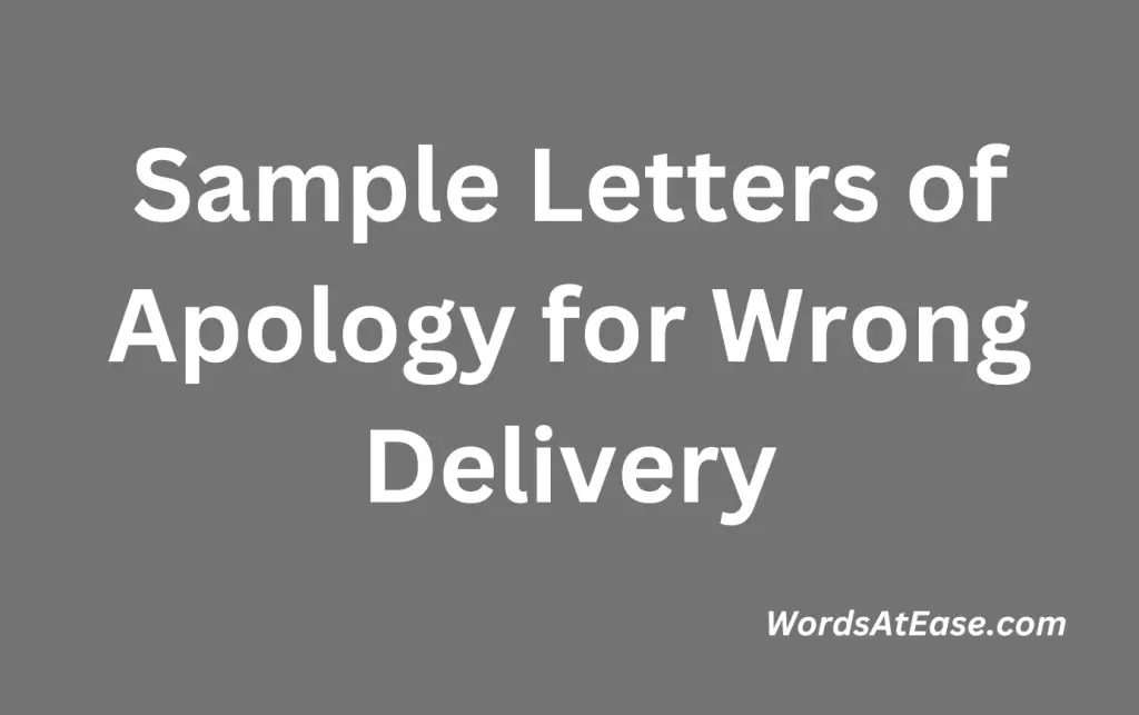 jSample Letters of Apology for Wrong Delivery