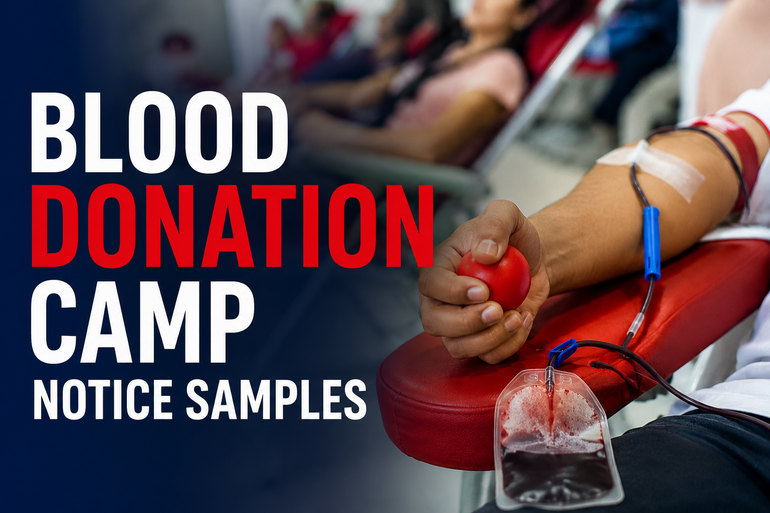 Blood Donation Camp Notice Samples
