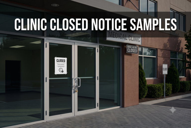 Clinic Closed Notice Samples